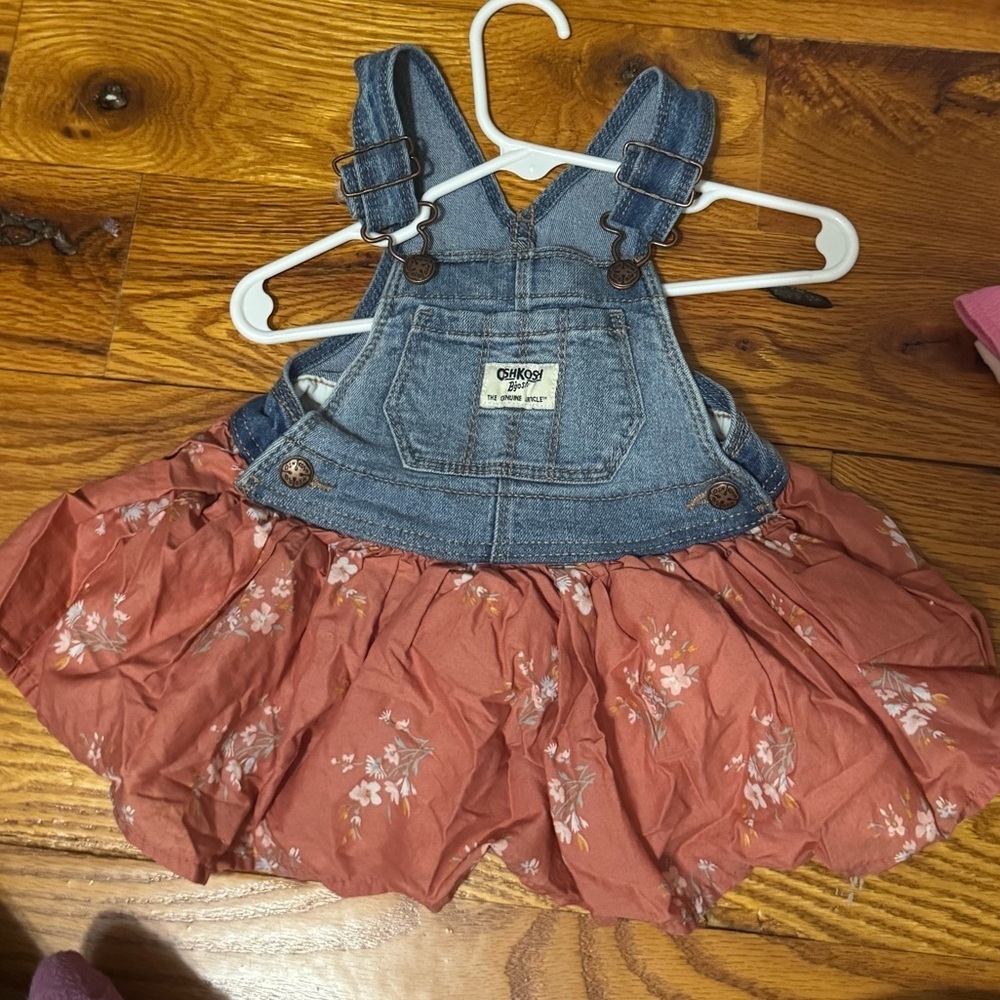 OshKosh B'gosh Blue Denim Overalls Floral